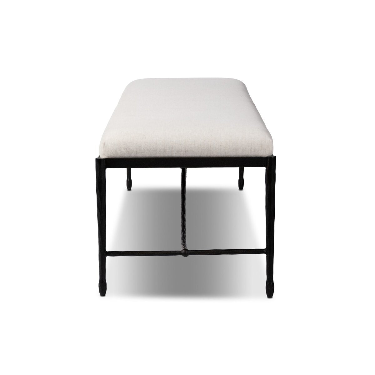 Jade Accent Bench in Crypton Nomad Snow performance weave, additional view