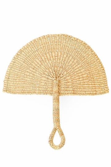 Natural Elephant Grass Half - Moon Hand Fan - Earthloom
