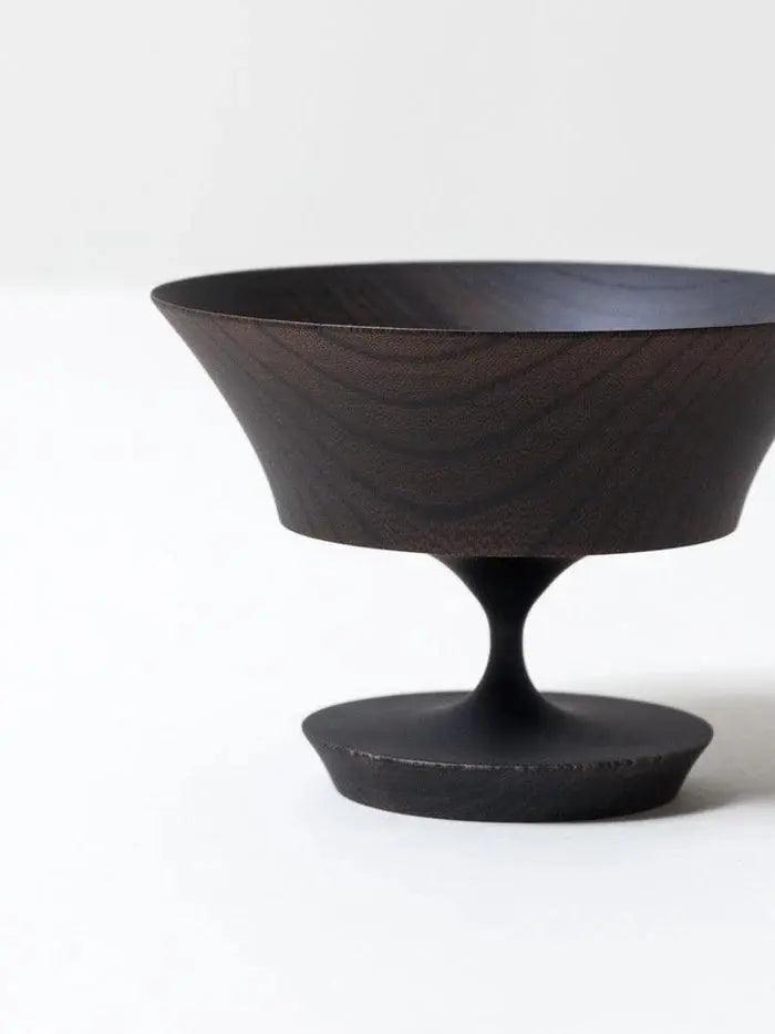 Sinafu Small Stand Bowl - Hasori (Black) - EarthLoom