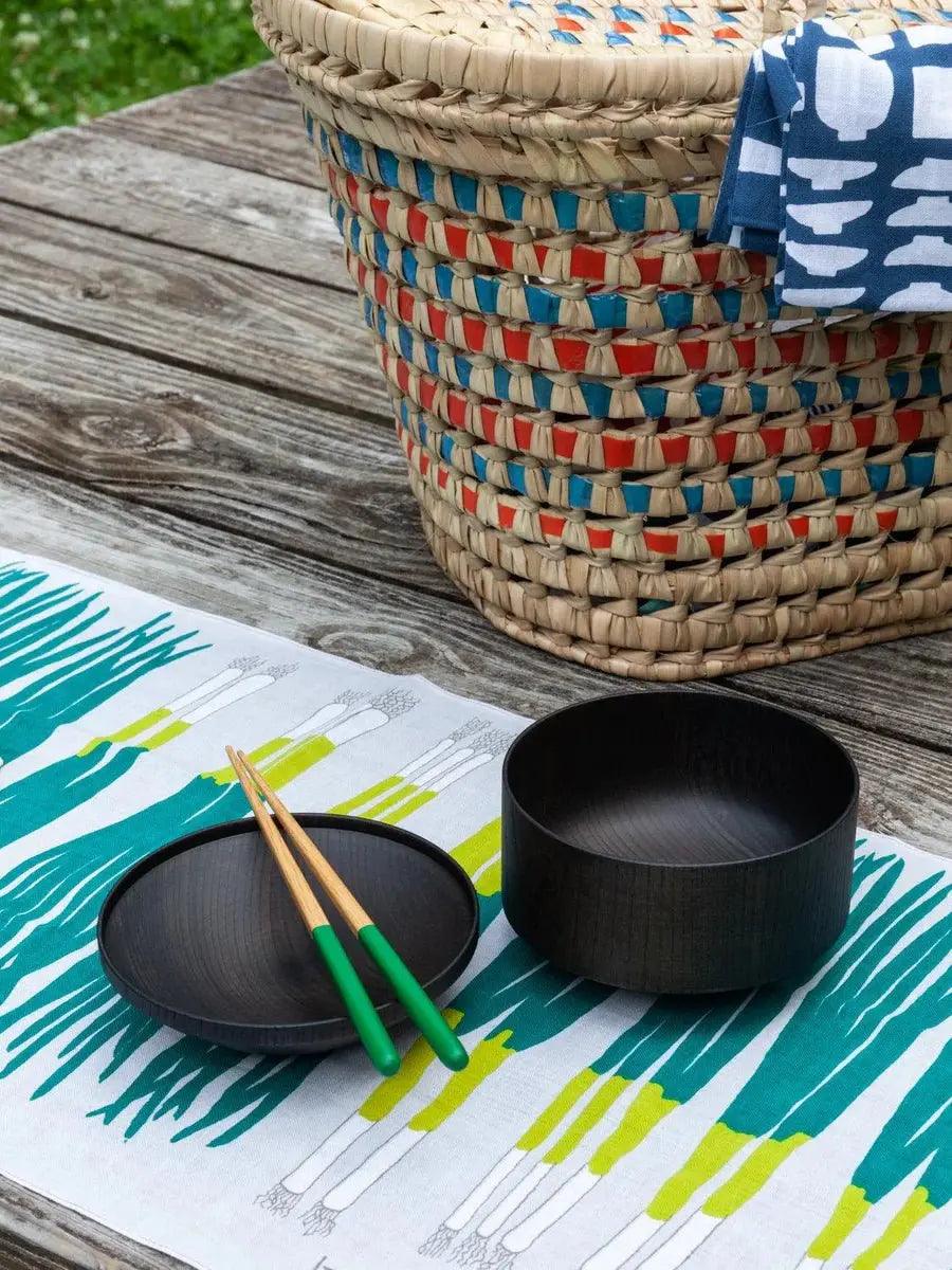Tsumugi Wooden Bowl with Lid - Mentsuu (Black) - EarthLoom